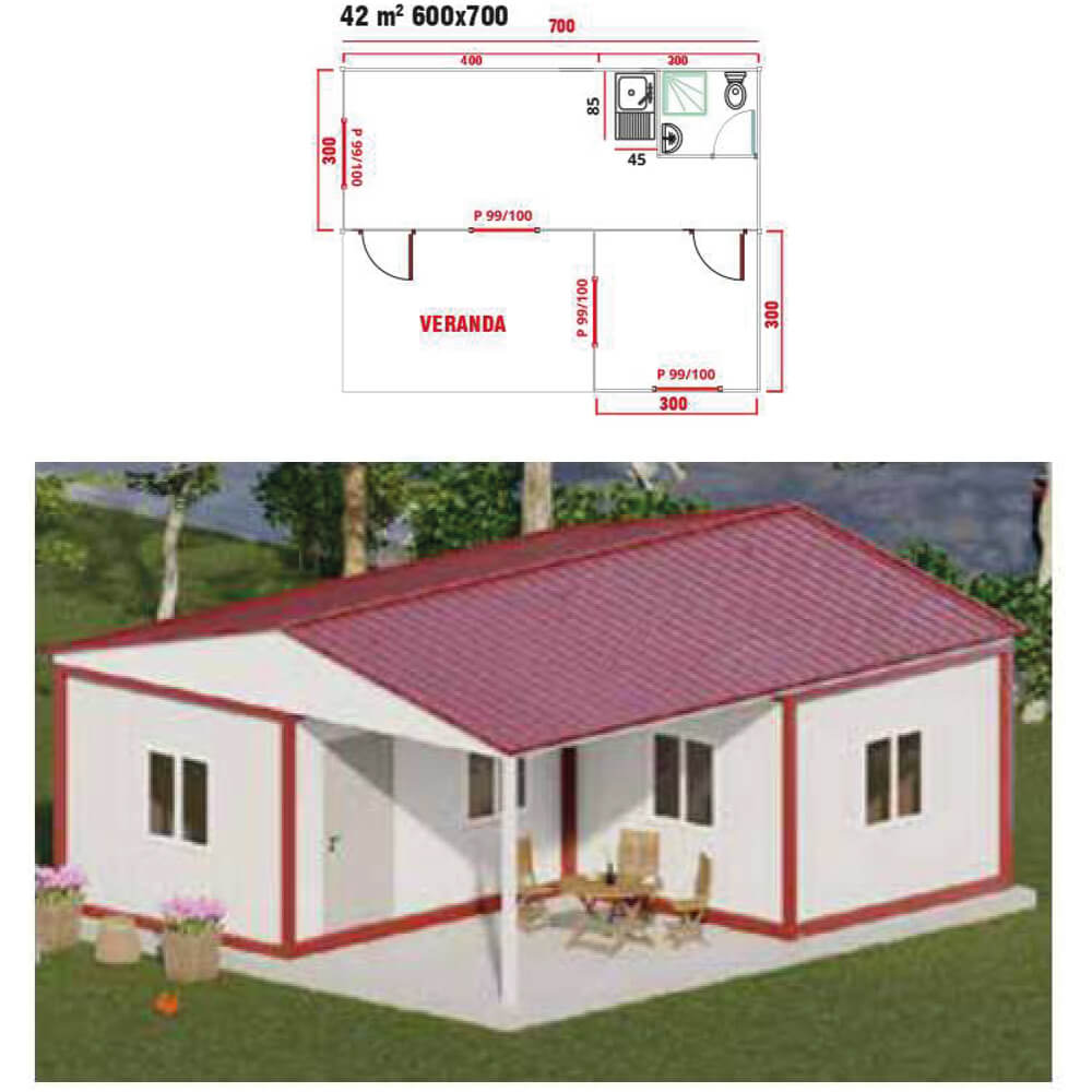 ANKA 703 42m2 Verandalı Konteyner Kabin